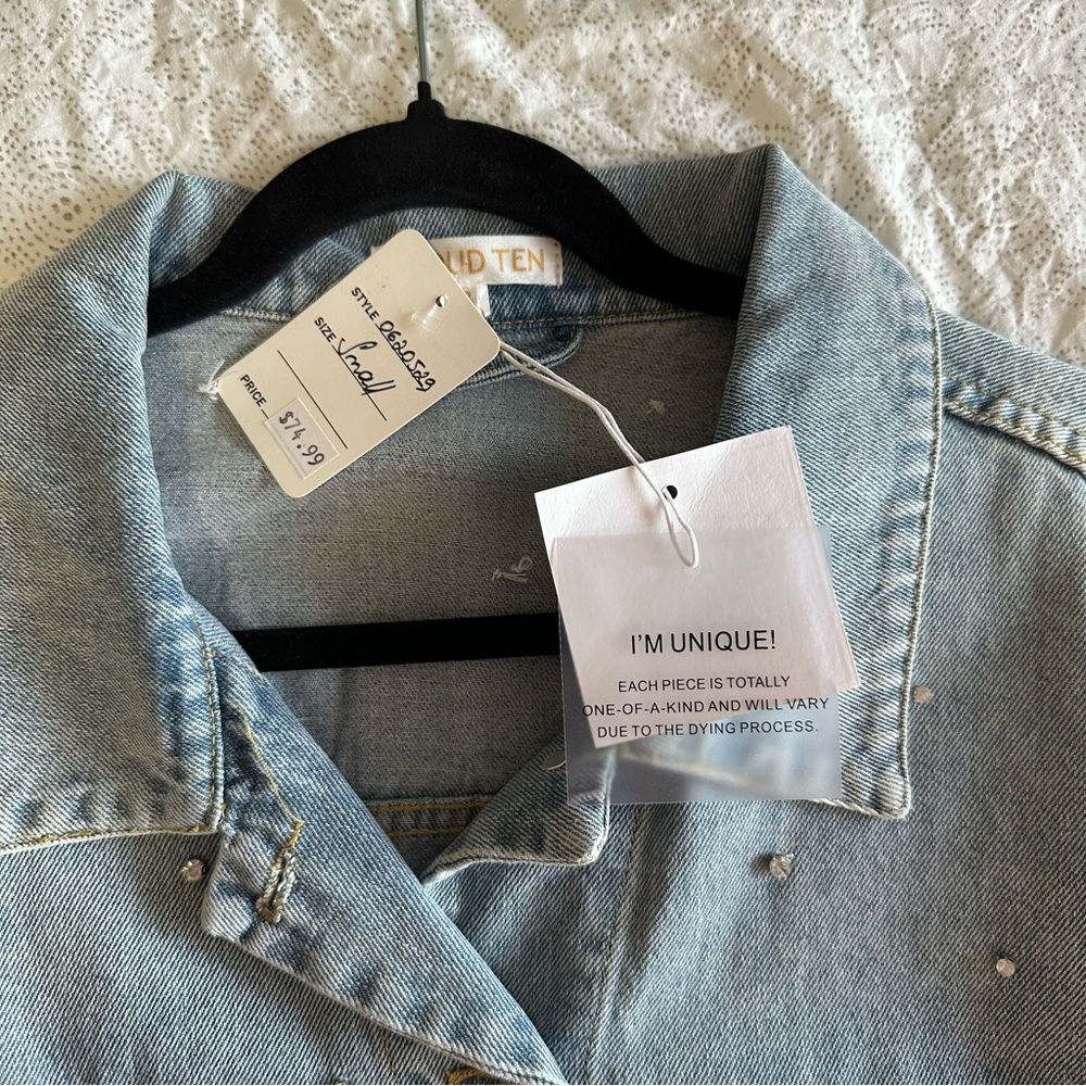 Denim Jacket w/ Rhinestones - Picture 6 of 7